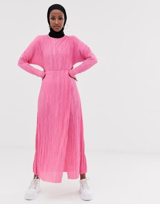 ASOS DESIGN - Robe longue plissée avec taille drapée
