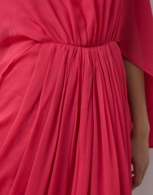 ASOS DESIGN robe longue rose avec corsage drapé style cape, jupe et dos nu avec détails de pampilles, 3 de 5