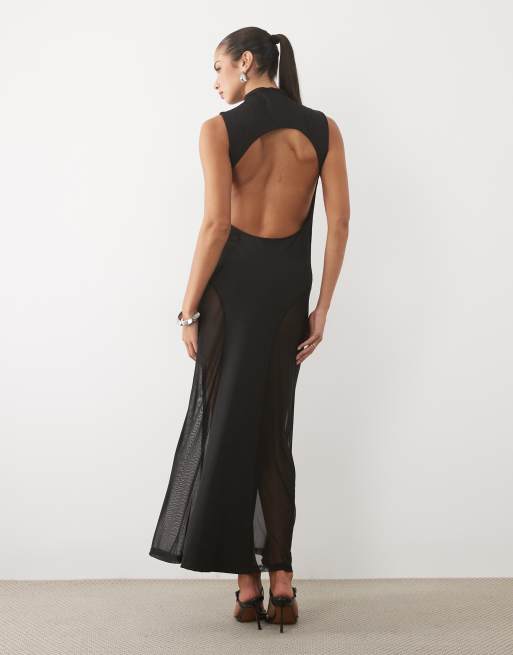 ASOS DESIGN robe longue sans manches à col montant noire, 2 de 4