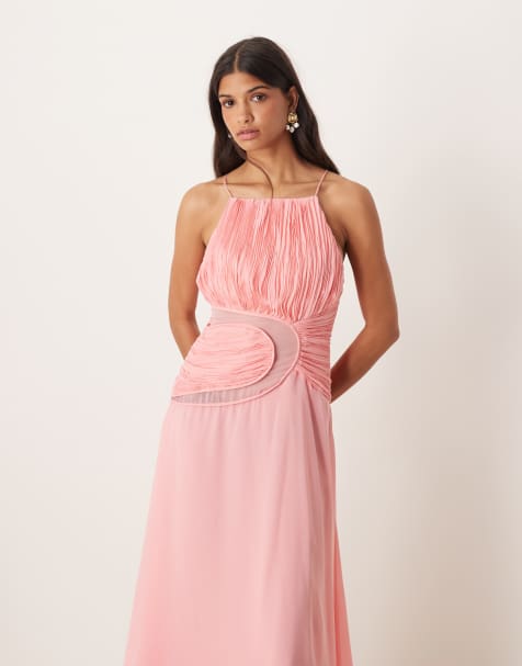 ASOS DESIGN - Robe longue sculptée à découpes et détails froncés - Rose - view 1