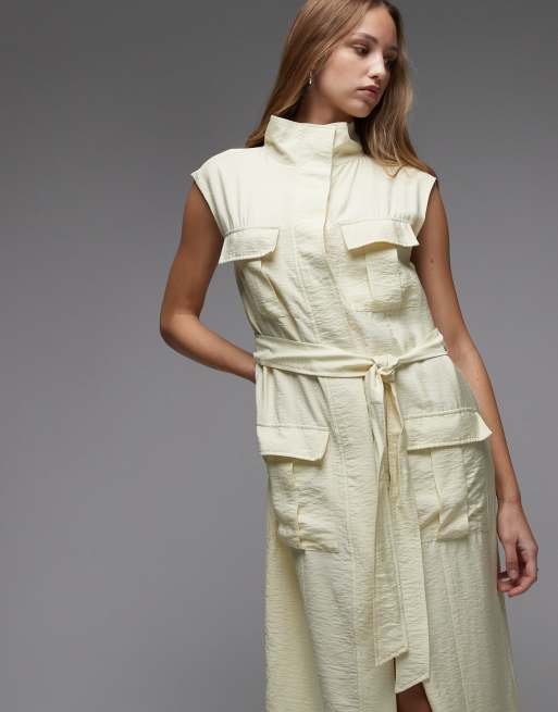 ASOS DESIGN - Robe longue style fonctionnel avec liens noués à la taille - Babeurre, 2 de 4