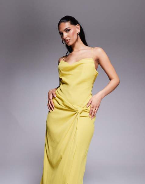 ASOS DESIGN - Robe longue texturée à décolleté plongeant et superposition avec ourlet effiloché - Orange vif - view 1