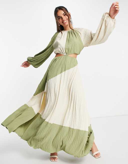 ASOS DESIGN - Robe longue texturée color block à découpes 