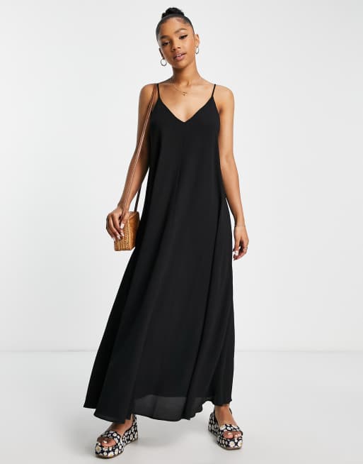 Asos Design Robe Longue Trapèze Noir Asos