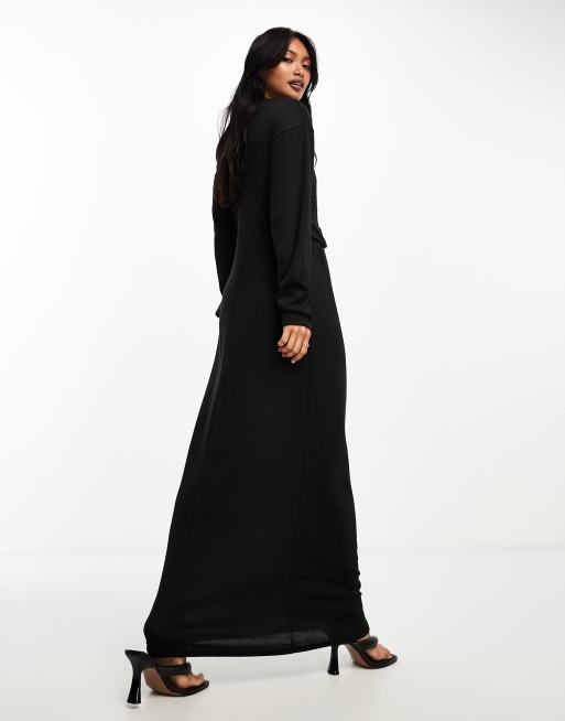 Robe longue discount noire manches longues