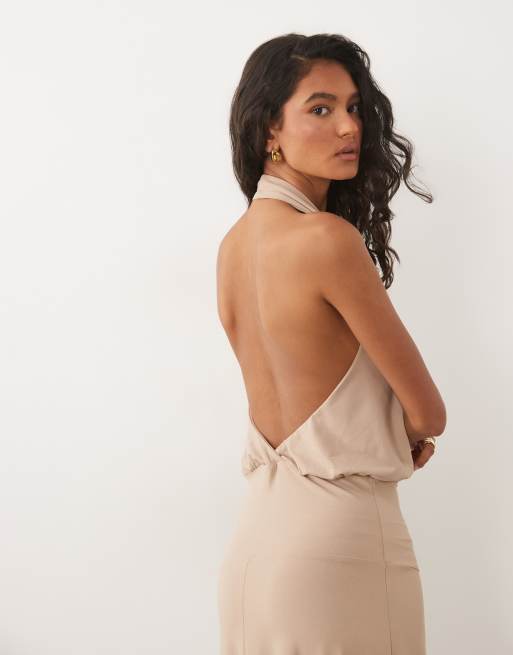 ASOS DESIGN - Robe mi-longue à col cheminée et ourlet mouchoir - Chocolat, 2 de 4