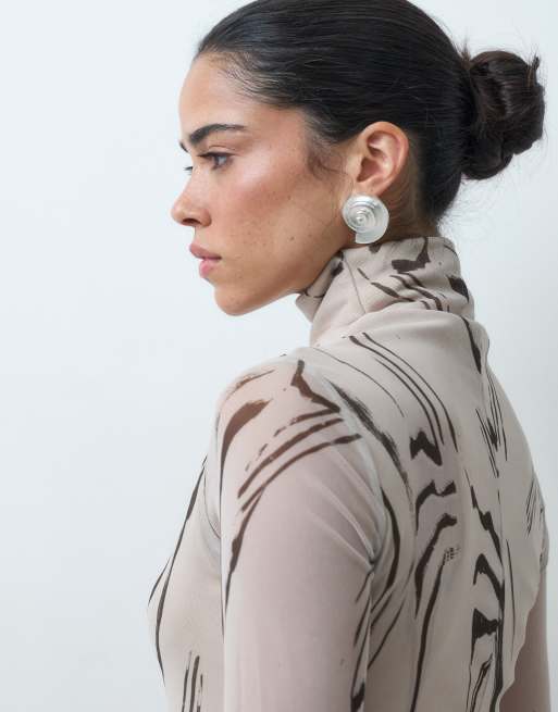 ASOS DESIGN robe mi-longue à col cheminée imprimé placé, 2 de 4
