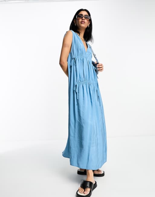 ASOS DESIGN Robe mi longue d tails nou s Bleu ciel