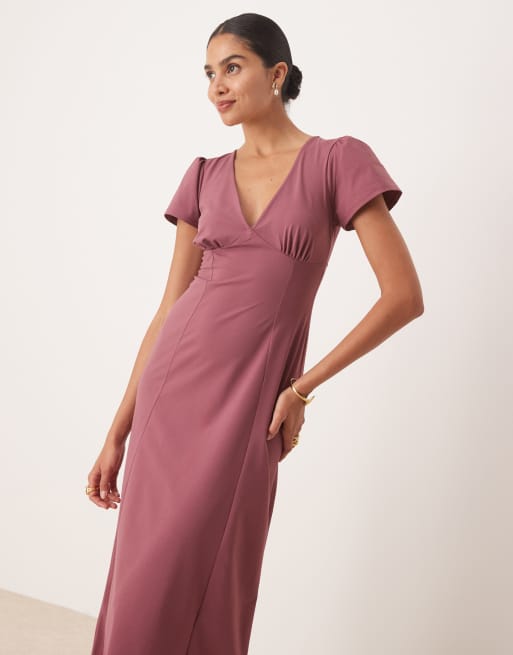 ASOS DESIGN - Robe mi-longue à dos ouvert et manches évasées - Violet, 2 de 4