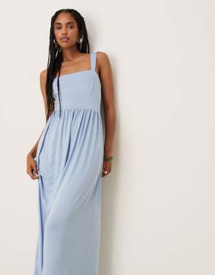 ASOS DESIGN - Robe mi-longue à encolure carrée - Bleu cendré - view 1