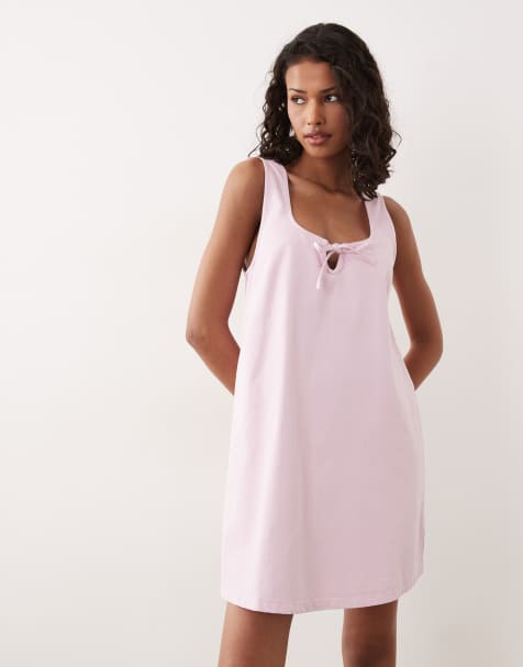 ASOS DESIGN - Robe mi-longue à encolure dégagée et nouée devant - Rose - view 1