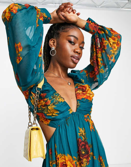 Robe mi longue fleuri best sale