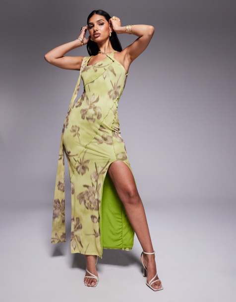 ASOS DESIGN - Robe mi-longue à imprimé fleurs et coutures visibles avec encolure croisée - view 1