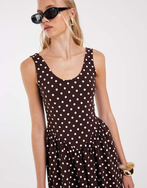 ASOS DESIGN - Robe mi-longue à pois - Marron, 4 de 4