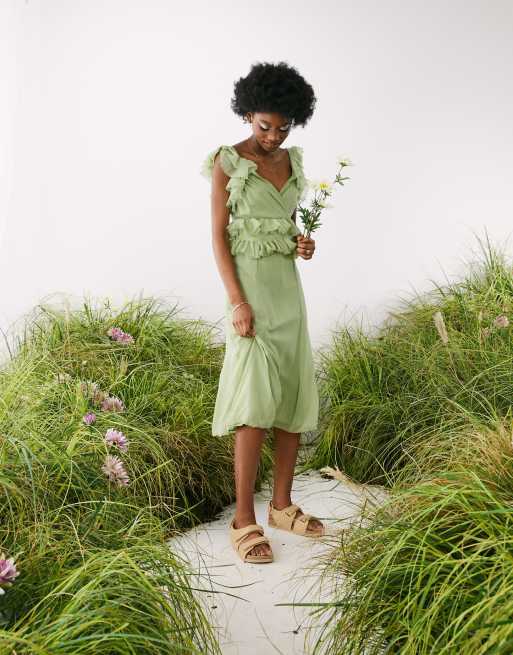 Asos robe vert discount sauge