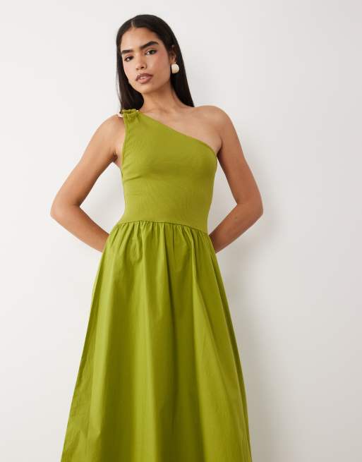 ASOS DESIGN - Robe mi-longue asymétrique avec détail en métal - Vert olive, 4 de 4