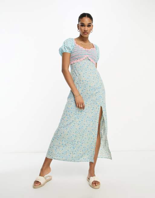 ASOS DESIGN Robe milongue au crochet avec encolure Bardot à petites