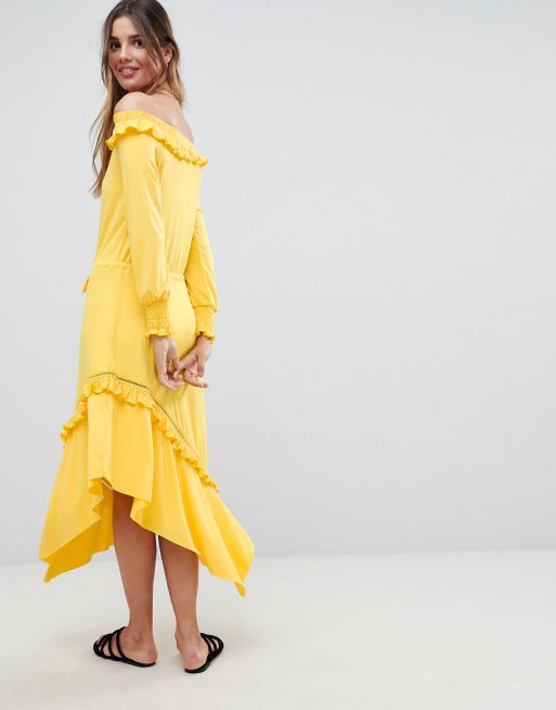 ASOS DESIGN - Robe mi-longue avec fronces aux poignets et épaules dénudées, 2 de 4