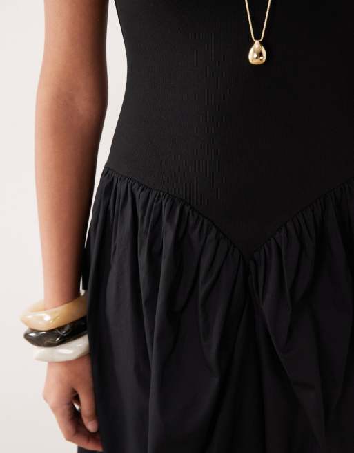 ASOS DESIGN - Robe mi-longue avec taille à basque - Noir, 2 de 4