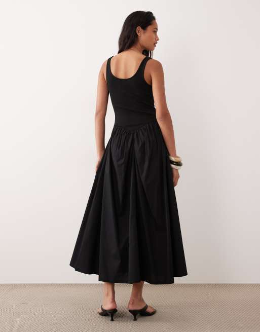 ASOS DESIGN - Robe mi-longue avec taille à basque - Noir, 4 de 4