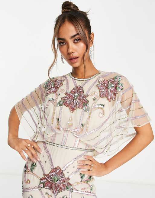 ASOS DESIGN - Robe mi-longue blousante avec ornements style Art nouveau , 3 de 4