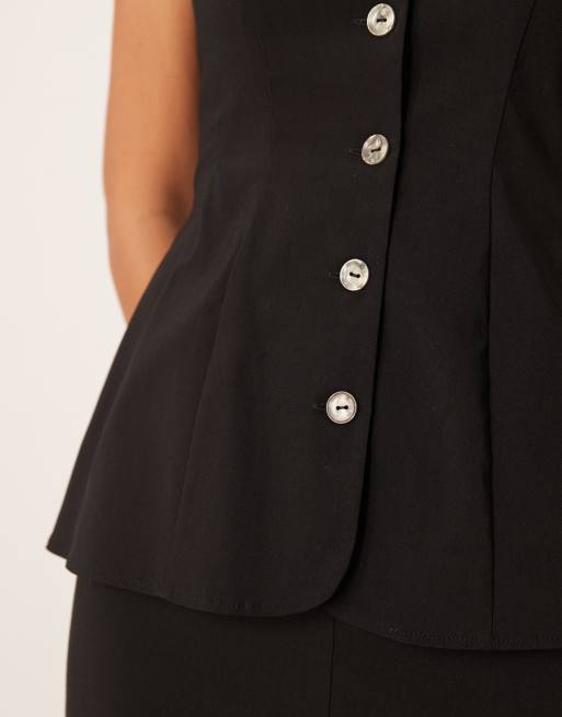 ASOS DESIGN - Robe mi-longue boutonnée à encolure bateau - Noir, 4 de 4