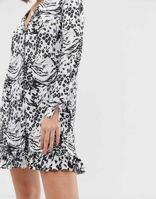 ASOS DESIGN - Robe mi-longue boutonnée à imprimé animal, 3 de 4