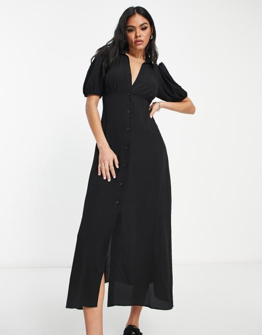 ASOS DESIGN - Robe mi-longue boutonnée - Noir, 4 de 4