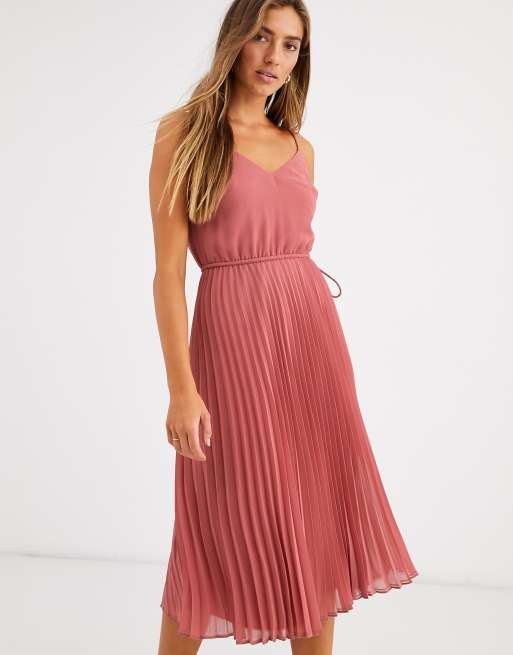ASOS DESIGN - Robe mi-longue caraco plissée avec taille à cordon de serrage