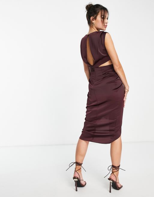ASOS DESIGN - Robe mi-longue drapée à découpe, 3 de 4