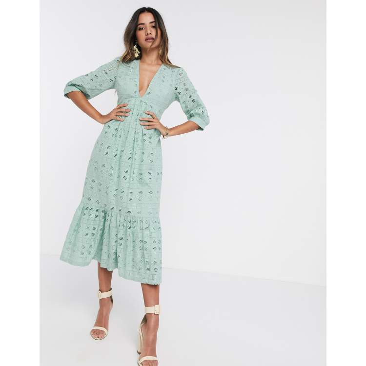 Robe verte best sale broderie anglaise