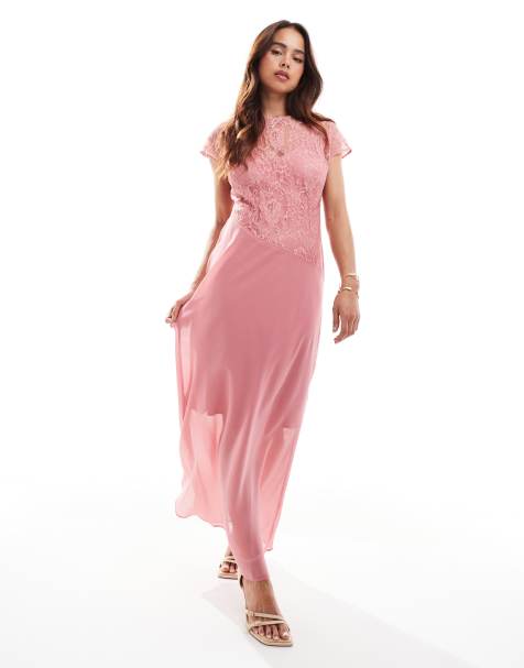 ASOS DESIGN - Robe mi-longue en dentelle - Rose sombre - view 1