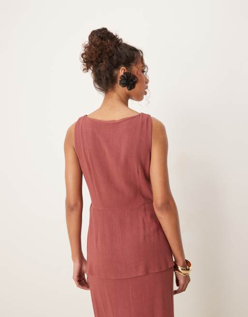 ASOS DESIGN - Robe mi-longue en lin sans manches - Sirop de Liège, 3 de 4