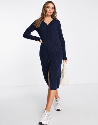 ASOS DESIGN - Robe moulante en jean avec boutons pression - Indigo