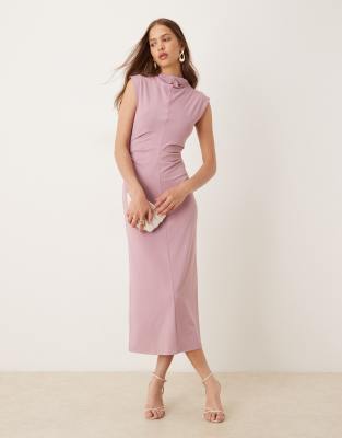 ASOS DESIGN - Robe mi-longue en tissu doux - Rose