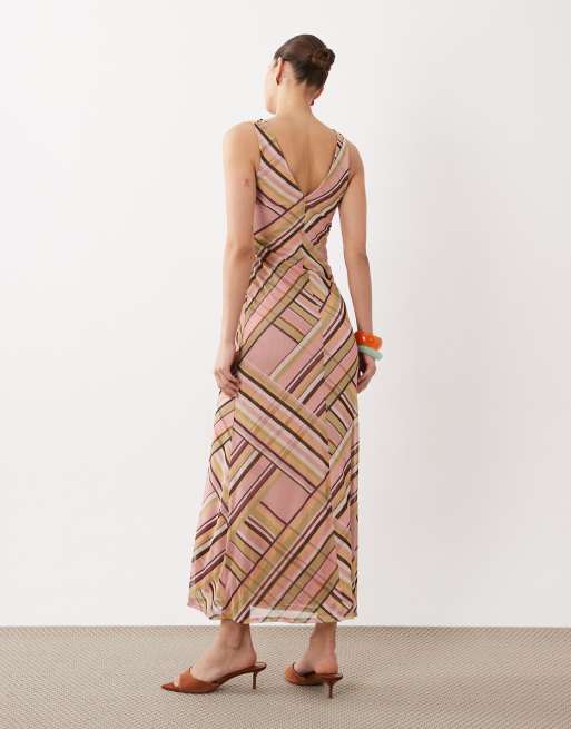 ASOS DESIGN - Robe mi-longue en tulle à rayures - Multicolore, 4 de 4