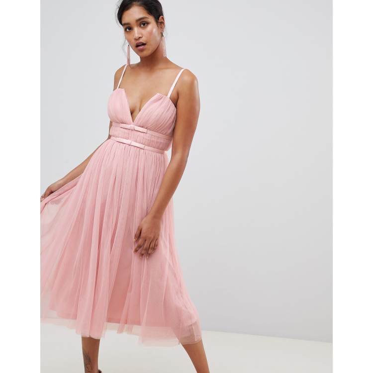 ASOS DESIGN Robe mi longue en tulle avec ruban a la taille ASOS