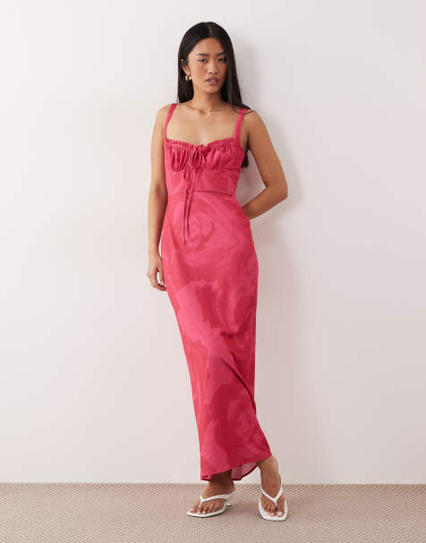 ASOS DESIGN - Robe mi-longue froncée sur le buste à imprimé fleuri vif - view 1