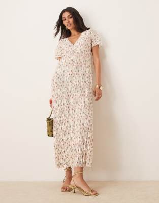 ASOS DESIGN - Robe mi-longue plissée à col V - Imprimé à petites fleurs | ASOS