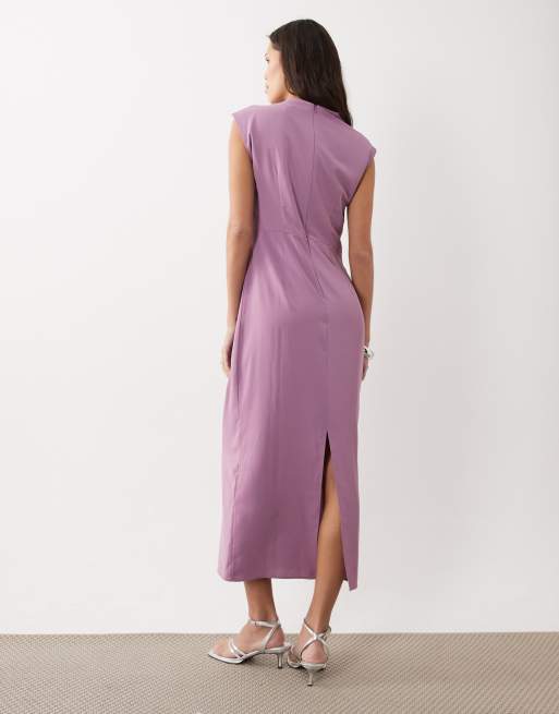 ASOS DESIGN - Robe mi-longue près du corps à encolure torsadée - Lilas, 4 de 4
