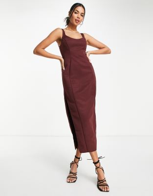 ASOS DESIGN - Robe mi-longue structurée à encolure dégagée  | ASOS