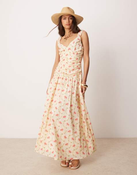 ASOS DESIGN - Robe mi-longue taille tombante à imprimé fleuri avec corsage croisé - view 1