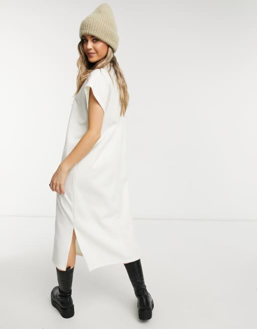 ASOS DESIGN Robe mi longue ultra douce avec d tail poche Blanc