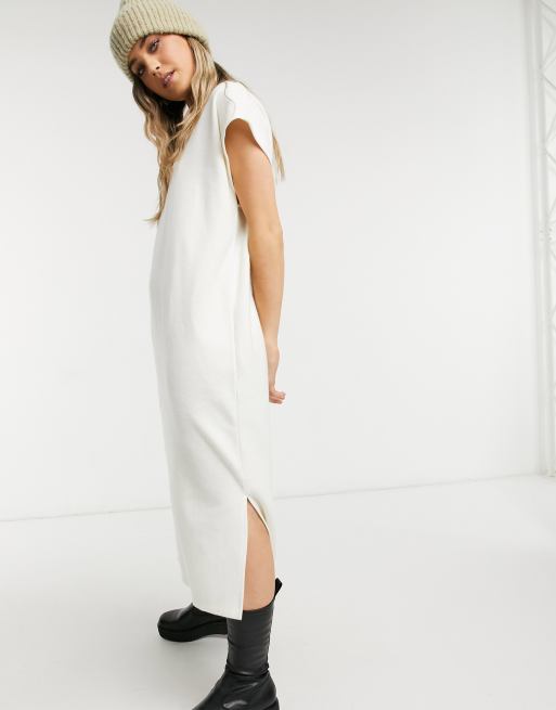 ASOS DESIGN Robe mi longue ultra douce avec d tail poche Blanc