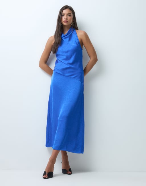 ASOS DESIGN robe midaxi à col bénitier et dos nu en bleu cobalt, 2 de 5