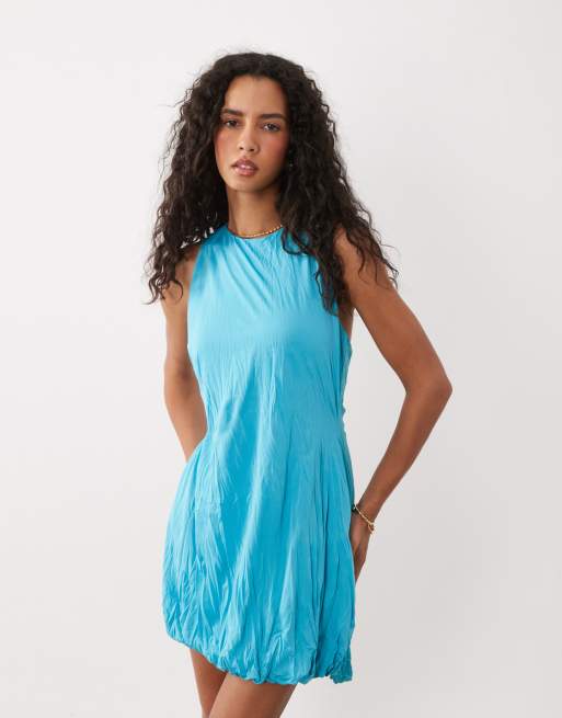 ASOS DESIGN robe midi dos nu avec détail noué style racer en turquoise, 4 de 4