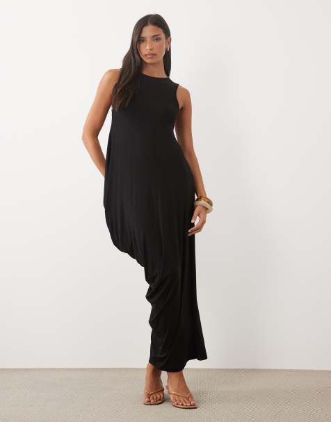 ASOS DESIGN robe midi froncée noire - view 1