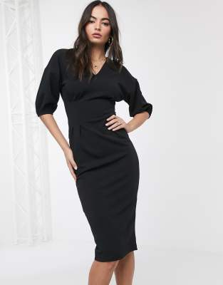robe moulante noir mi longue