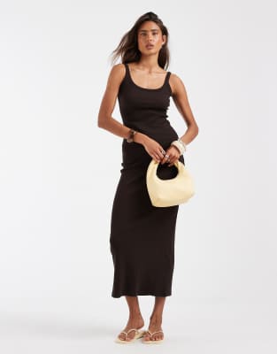Robe nervurée mi-longue - Chocolat-Brown 46