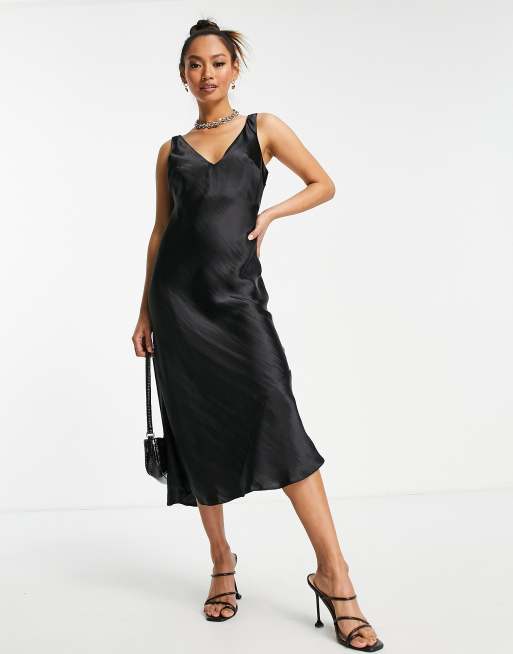 ASOS DESIGN - Robe nuisette mi-longue en satin coupée en biais avec encolure en V, 3 de 4